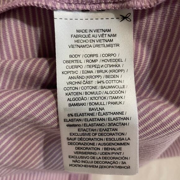 Lauren Ralph Lauren Purple White Striped Slim Fit Cotton Top Womens Large - Picture 12 of 12